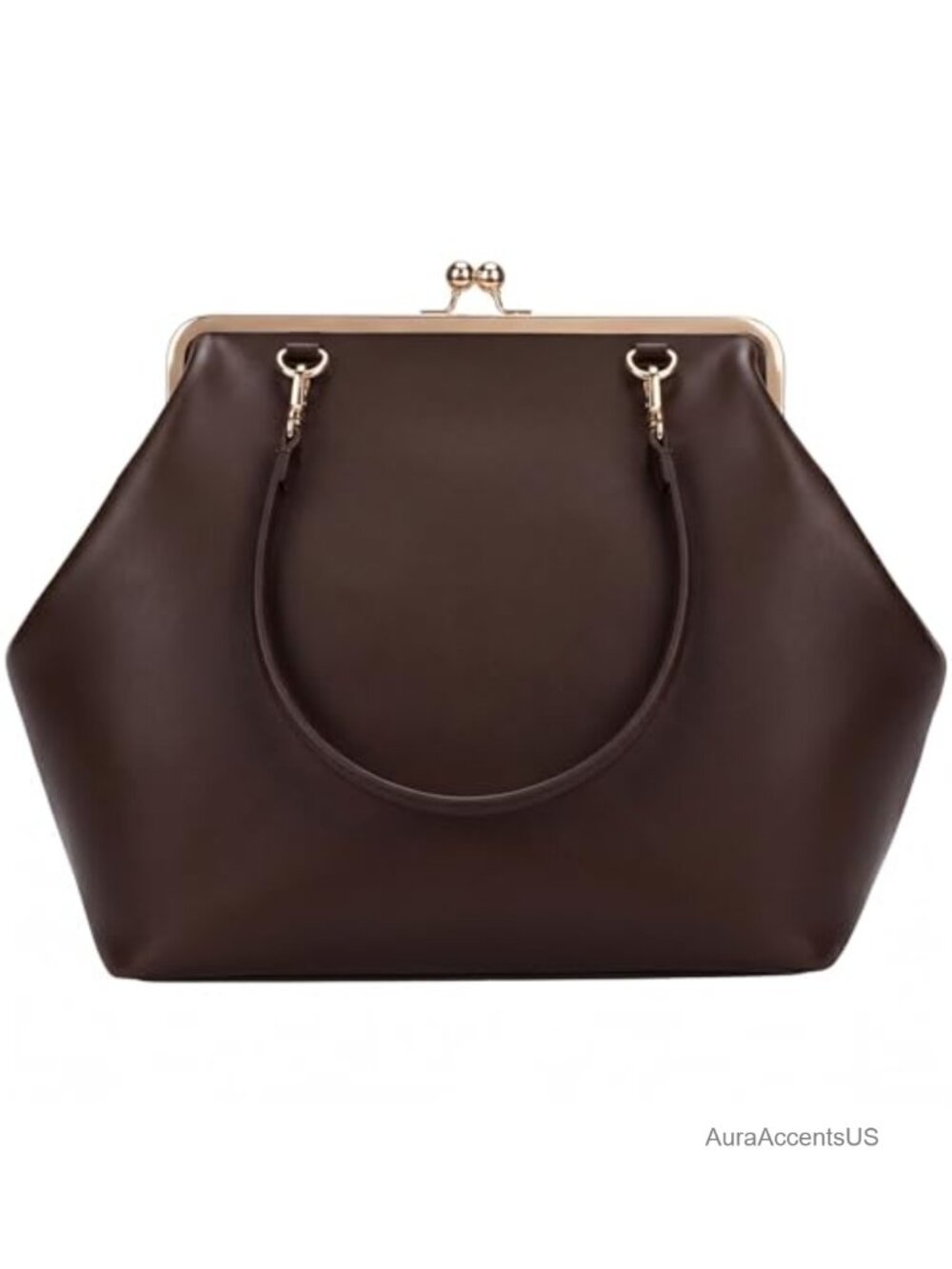 Kiss Lock Frame Handbag PU Leather Shoulder Tote Hobo Clutch for Women